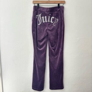 Juicy Couture Rhinestone Logo Velour Track Pants Size Small Y2K Athleisure